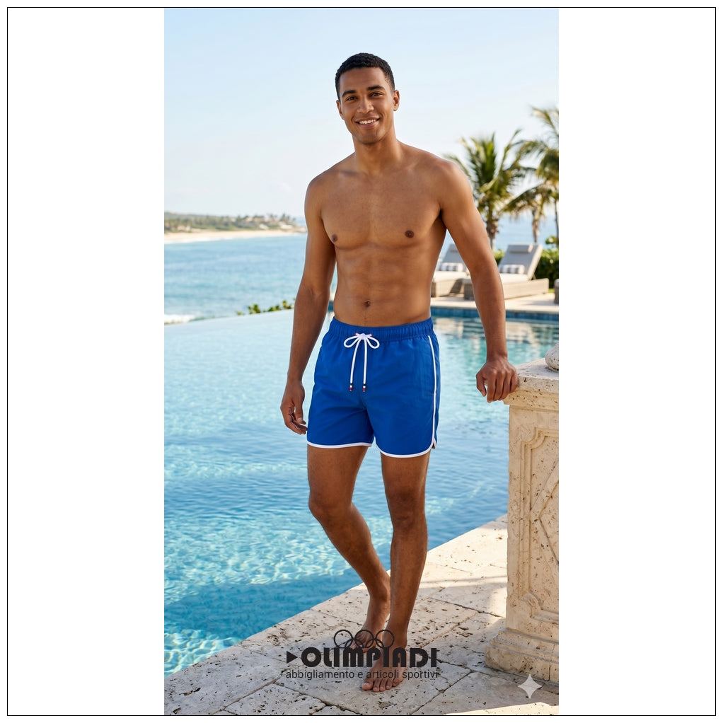 Boxer Mare Uomo Astrolabio Blu royal con Profili Bianchi - M77G-U9X