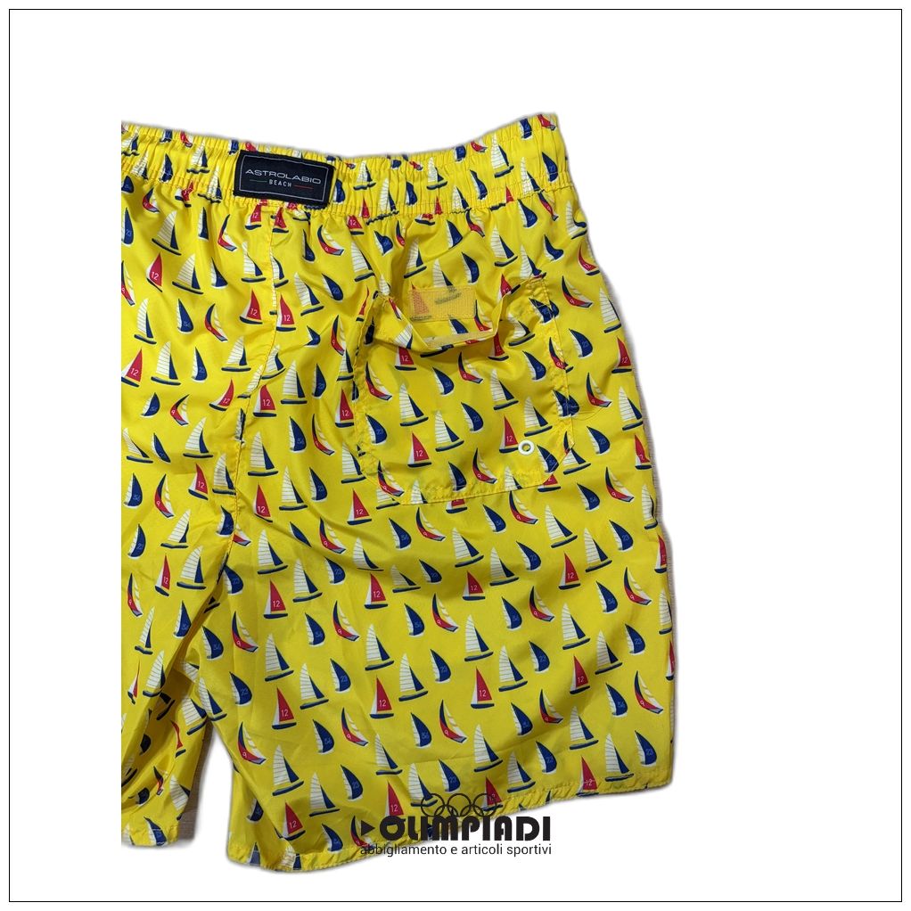 Boxer Mare Uomo Astrolabio Fantasia Barche a Vela Giallo - M77S-053