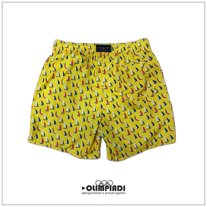 Boxer Mare Uomo Astrolabio Fantasia Barche a Vela Giallo - M77S-053