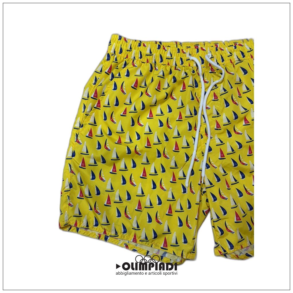 Boxer Mare Uomo Astrolabio Fantasia Barche a Vela Giallo - M77S-053