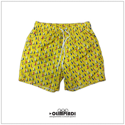 Boxer Mare Uomo Astrolabio Fantasia Barche a Vela Giallo - M77S-053