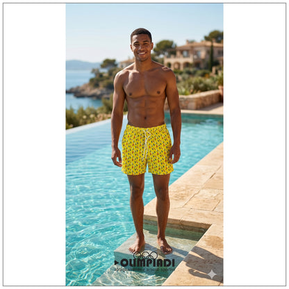 Boxer Mare Uomo Astrolabio Fantasia Barche a Vela Giallo - M77S-053