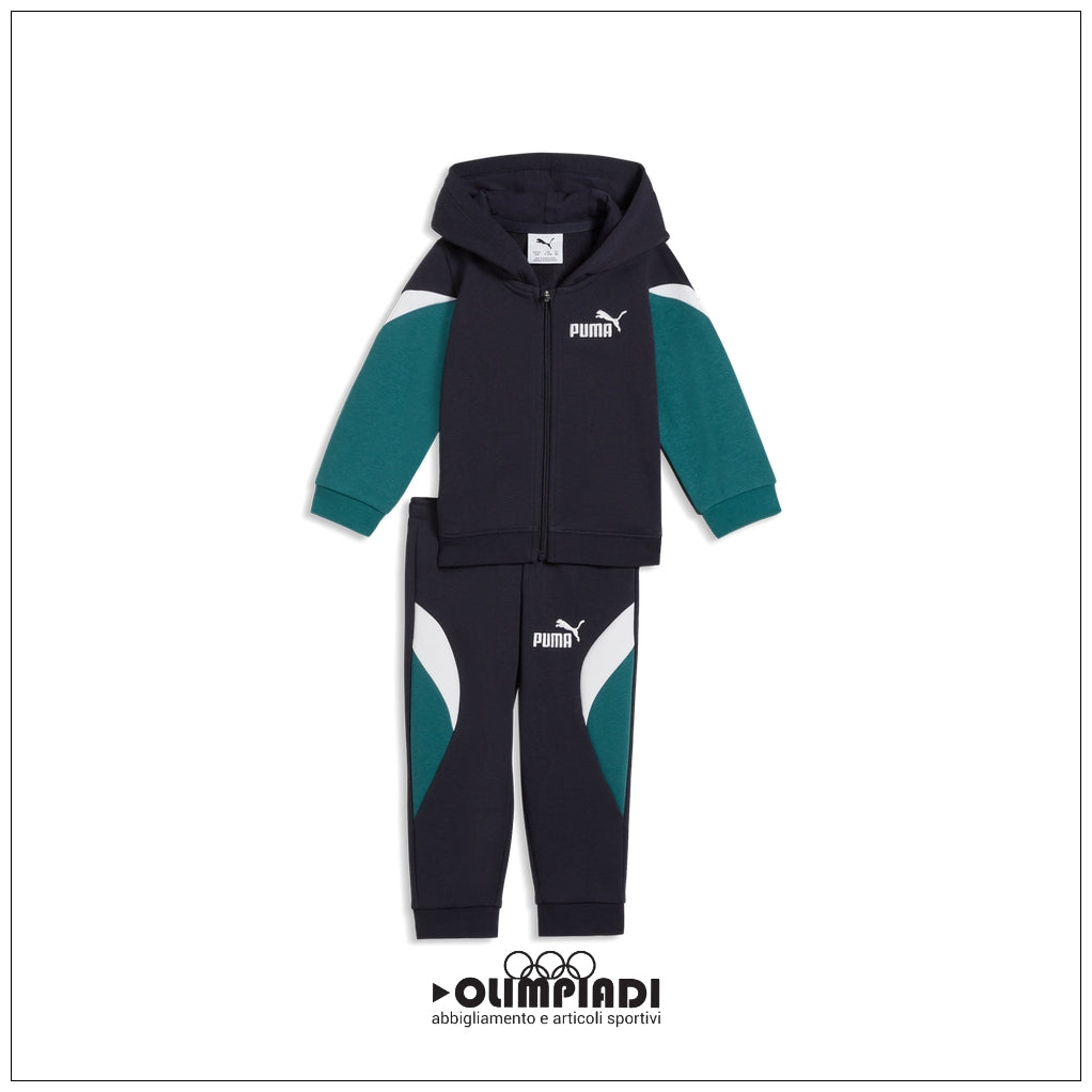 Tuta Neonato Puma ESS Block Hooded Set Blu e Verde - 693288-16