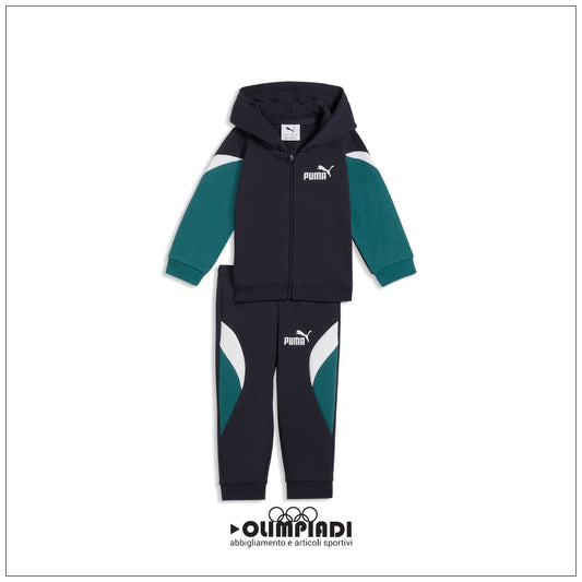 Tuta Neonato Puma ESS Block Hooded Set Blu e Verde - 693288-16