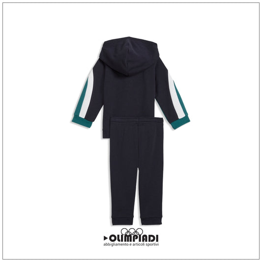 Tuta Neonato Puma ESS Block Hooded Set Blu e Verde - 693288-16