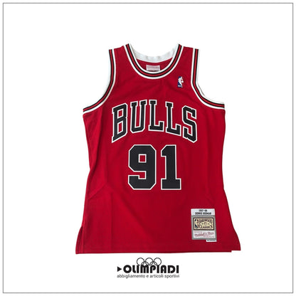 Canotta Basket Uomo Mitchell & Ness Chicago Bulls Dennis Rodman 1997 Rossa