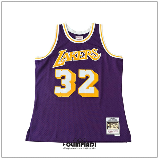 Meta Titolo: Canotta Basket Uomo Mitchell & Ness Los Angeles Lakers Magic Johnson 1984 Viola