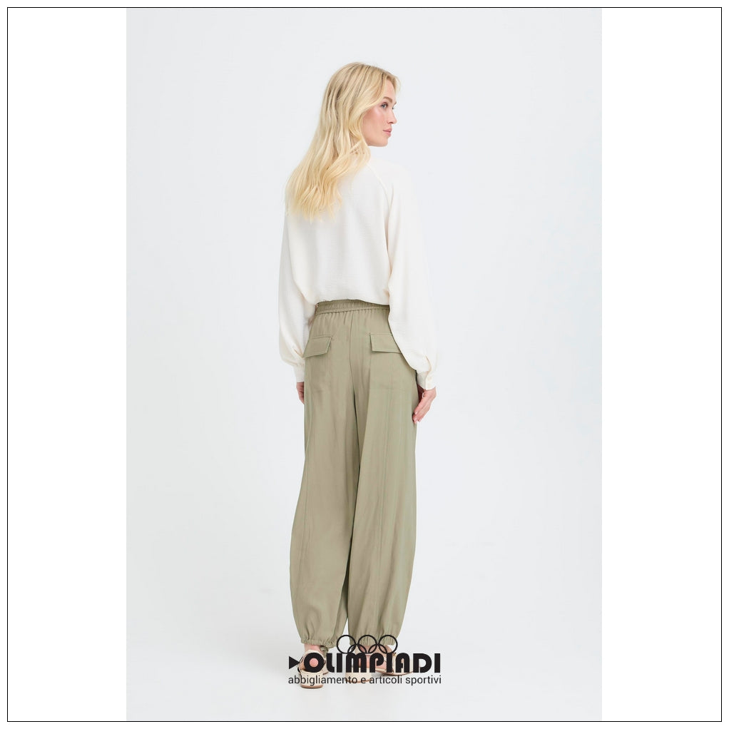 Pantaloni Donna b.young Bydalano 2 Verde Pistacchio con Coulisse - 20818531