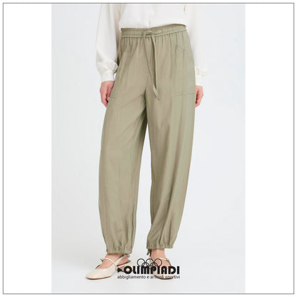 Pantaloni Donna b.young Bydalano 2 Verde Pistacchio con Coulisse - 20818531