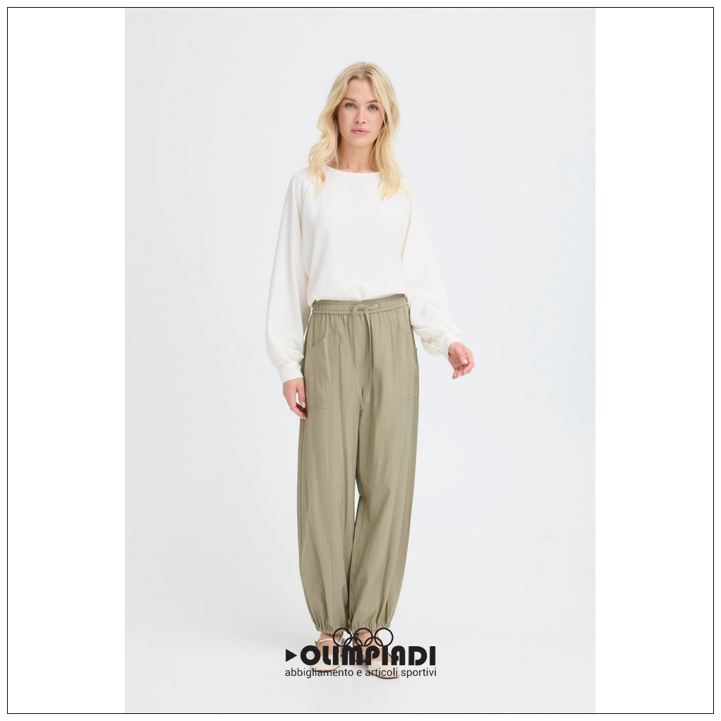 Pantaloni Donna b.young Bydalano 2 Verde Pistacchio con Coulisse - 20818531