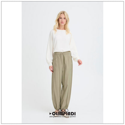Pantaloni Donna b.young Bydalano 2 Verde Pistacchio con Coulisse - 20818531