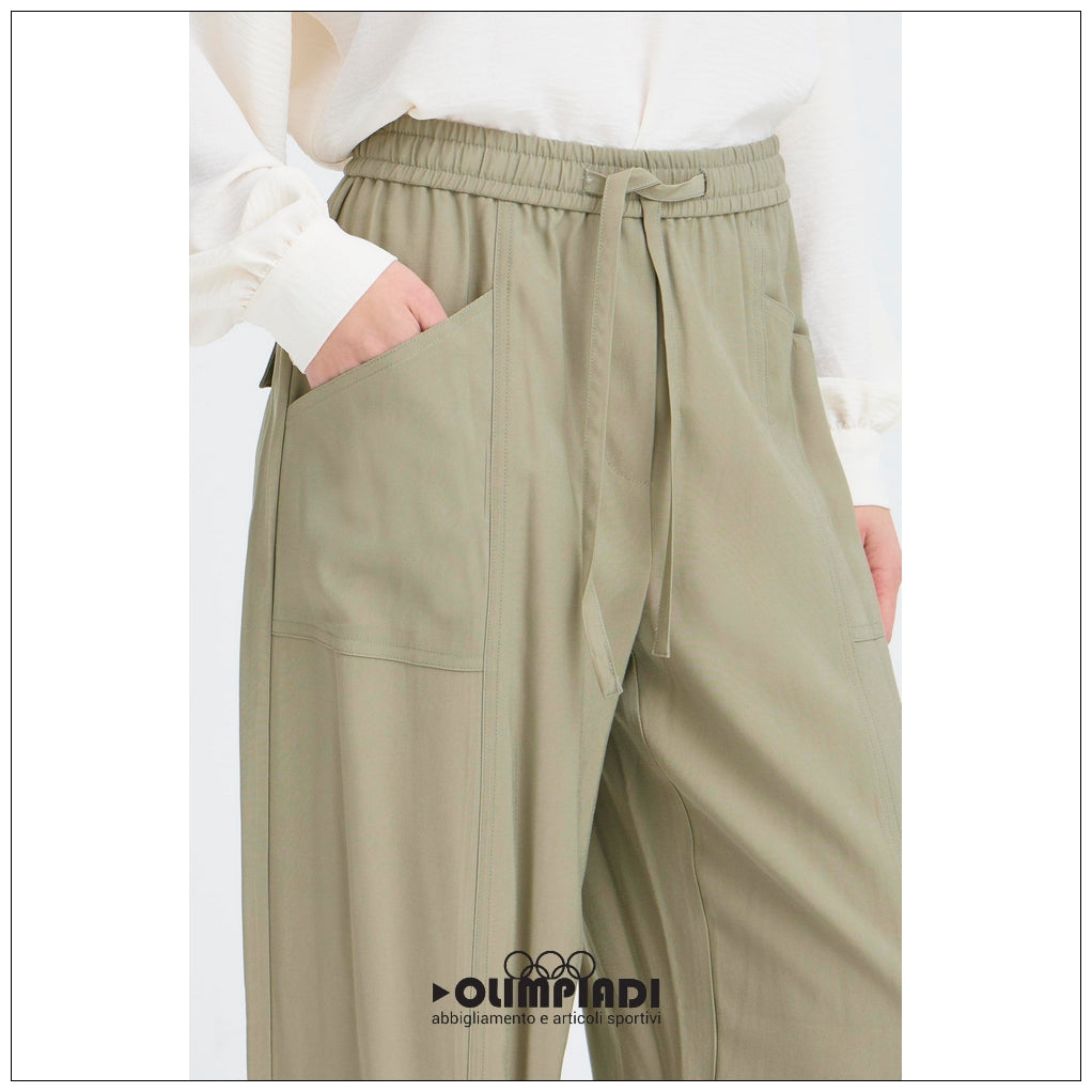 Pantaloni Donna b.young Bydalano 2 Verde Pistacchio con Coulisse - 20818531