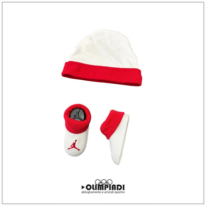 Set Neonato Jordan Jumpman 3 Pezzi Body Cappello Scarpine Bianco/Rosso - LJ0041-RW3