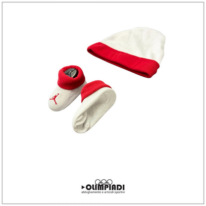 Set Neonato Jordan Jumpman 3 Pezzi Body Cappello Scarpine Bianco/Rosso - LJ0041-RW3