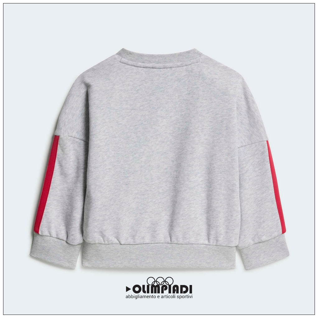 Tuta Neonata Adidas 3-Stripes French Terry Grigio/Rosa - KQ8672