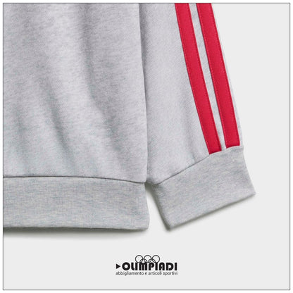Tuta Neonata Adidas 3-Stripes French Terry Grigio/Rosa - KQ8672