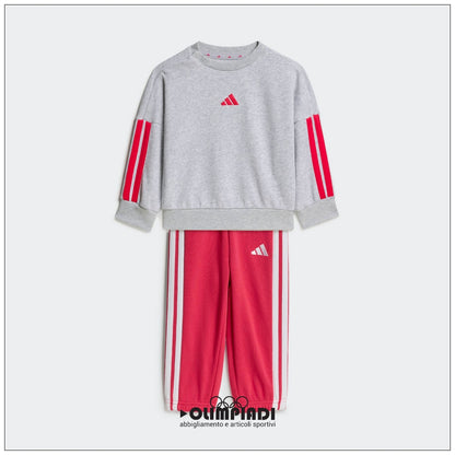Tuta Neonata Adidas 3-Stripes French Terry Grigio/Rosa - KQ8672