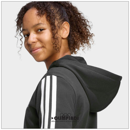 Felpa Ragazza Adidas 3-Stripes Full-Zip Nera - KC8735