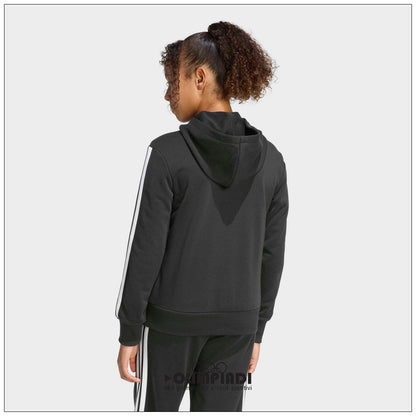 Felpa Ragazza Adidas 3-Stripes Full-Zip Nera - KC8735
