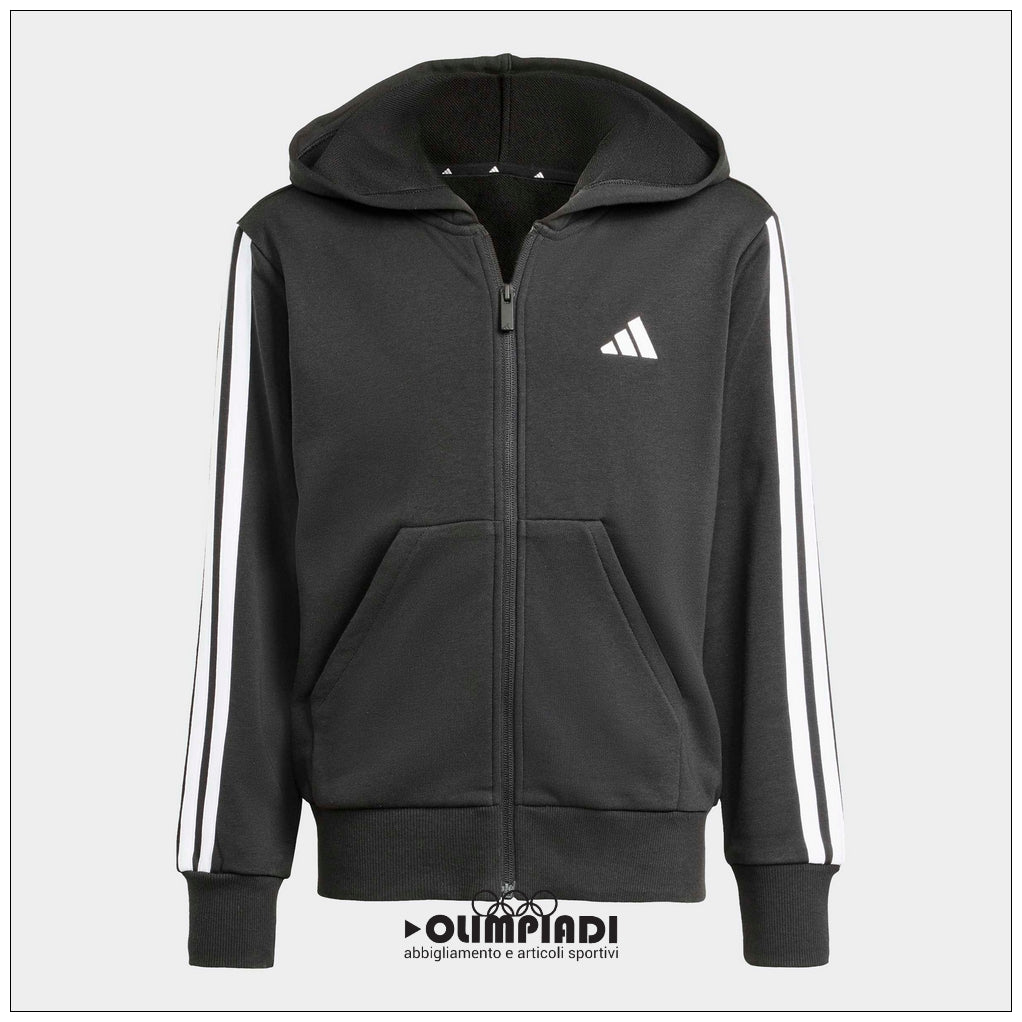 Felpa Ragazza Adidas 3-Stripes Full-Zip Nera - KC8735