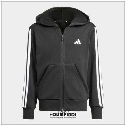 Felpa Ragazza Adidas 3-Stripes Full-Zip Nera - KC8735
