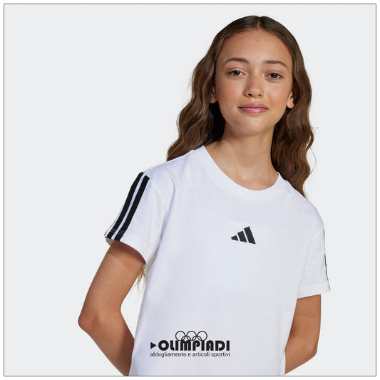 T-Shirt Ragazza Adidas 3-Stripes Bianca - JJ0945