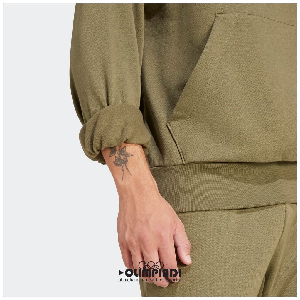 Felpa Uomo Adidas Feelcozy Hoodie Verde Oliva - JE3799