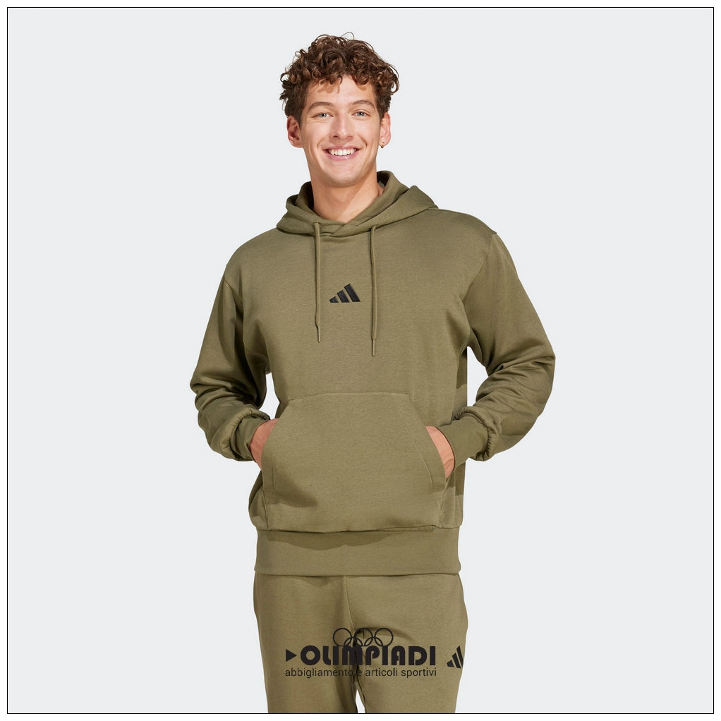 Felpa Uomo Adidas Feelcozy Hoodie Verde Oliva - JE3799