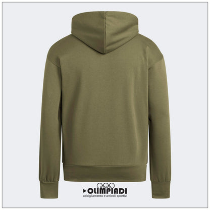 Felpa Uomo Adidas Feelcozy Hoodie Verde Oliva - JE3799