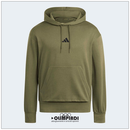 Felpa Uomo Adidas Feelcozy Hoodie Verde Oliva - JE3799