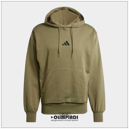 Felpa Uomo Adidas Feelcozy Hoodie Verde Oliva - JE3799