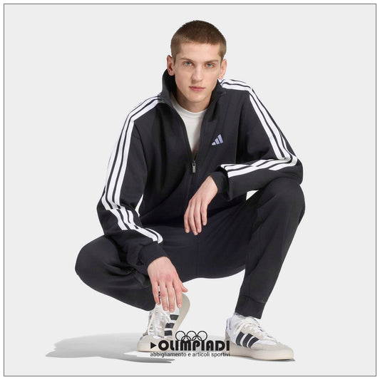 Tuta Uomo Adidas 3-Stripes Felpata Nera - KY2284