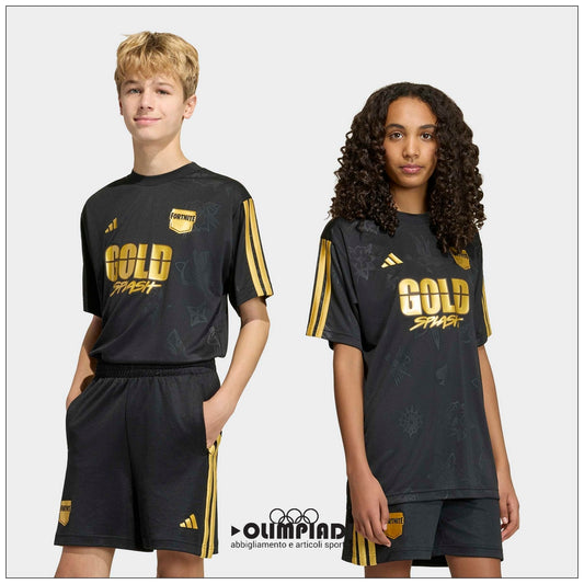Maglia Gioco Junior Adidas x Fortnite Midas Nera e Oro - KG0864
