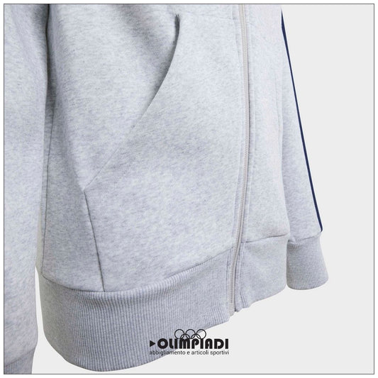 Felpa Junior Adidas 3-Stripes Full-Zip Grigia e Blu - KQ9050
