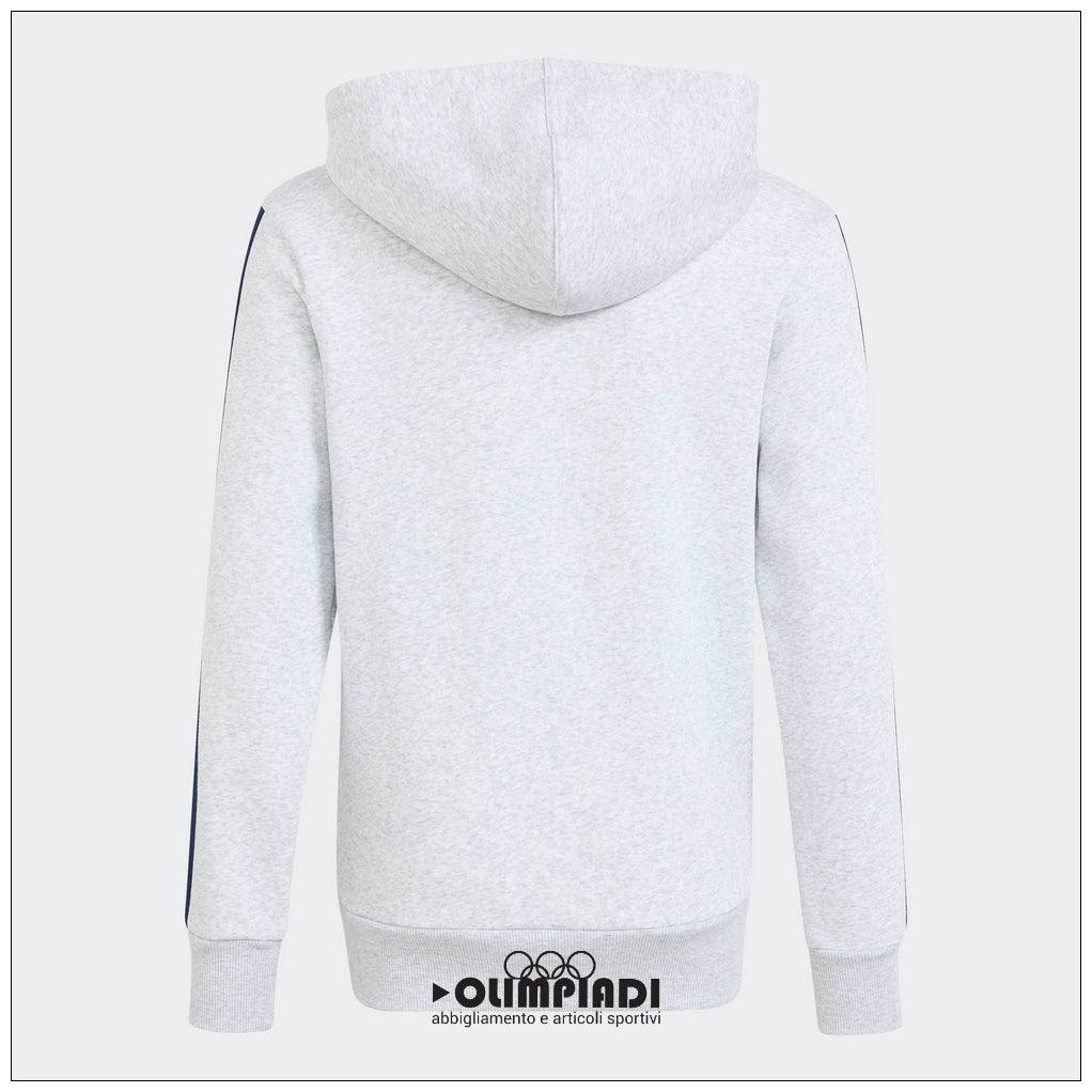 Felpa Junior Adidas 3-Stripes Full-Zip Grigia e Blu - KQ9050