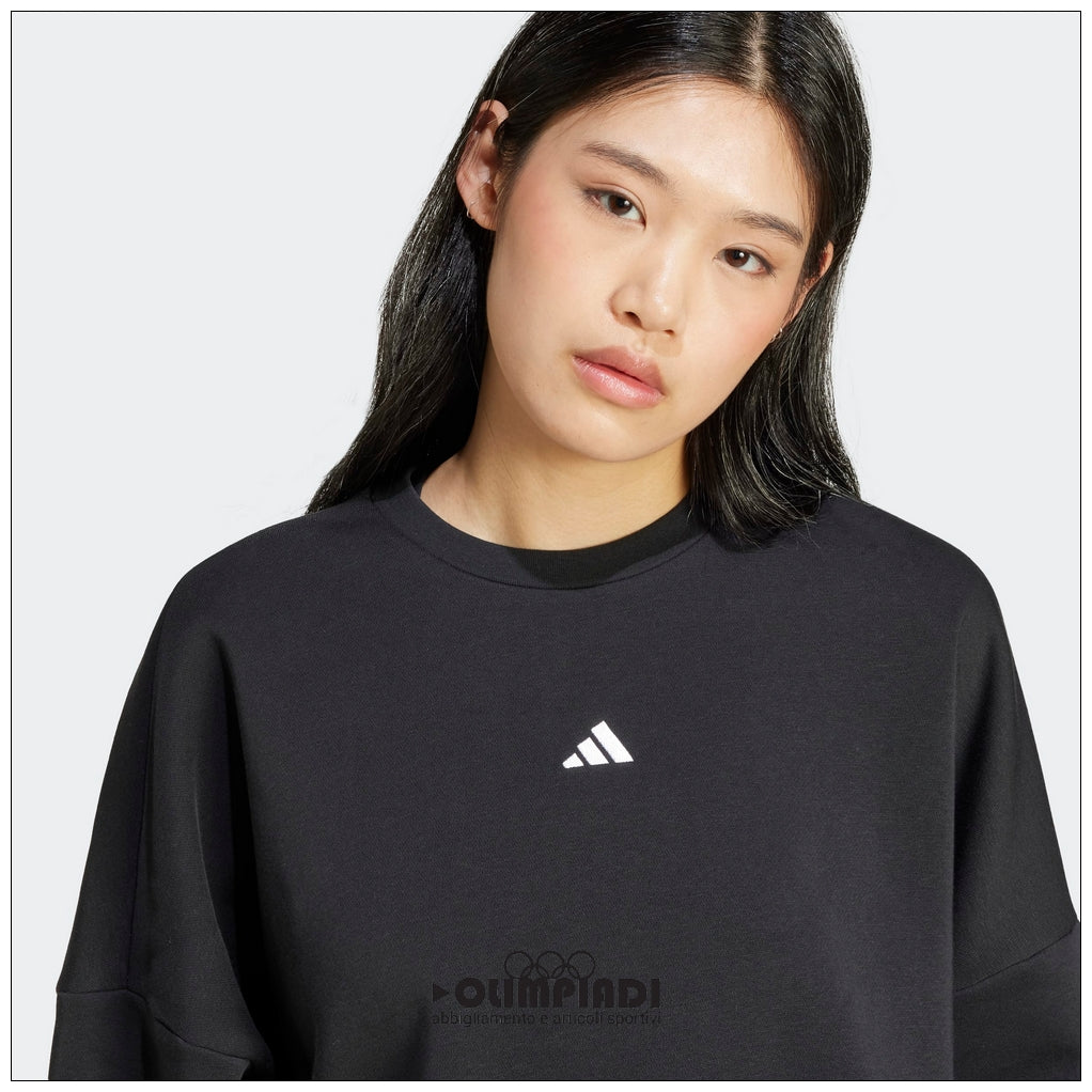 Felpa Donna Adidas Sportswear Girocollo Nera - JC5932