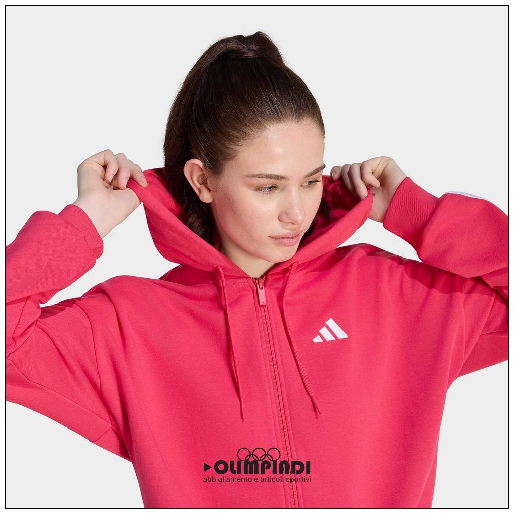 Felpa Donna Adidas 3-Stripes Full-Zip Rosa Power Pink - KF8323
