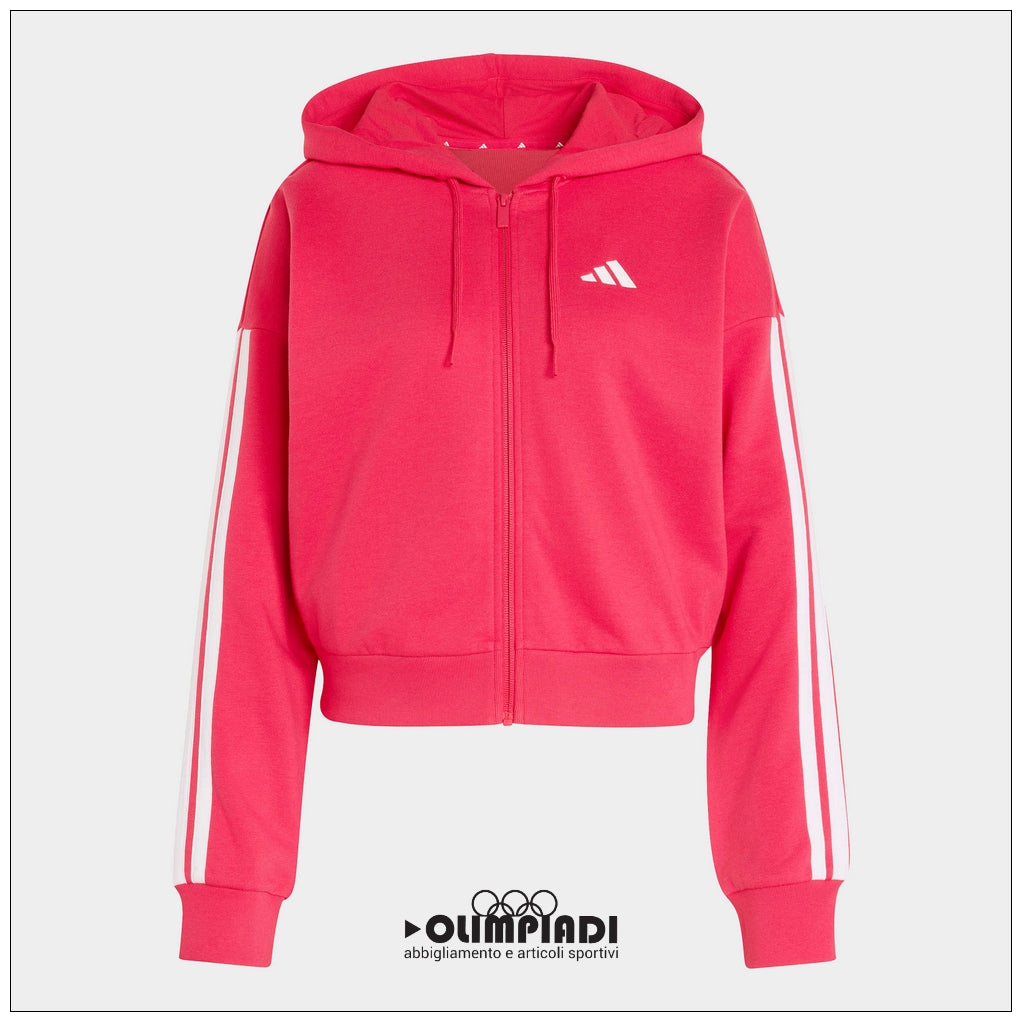 Felpa Donna Adidas 3-Stripes Full-Zip Rosa Power Pink - KF8323