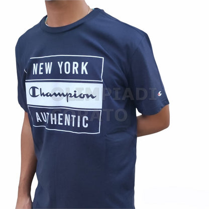 T SHIRT COTONE MC UOMO CHAMPION BLU
