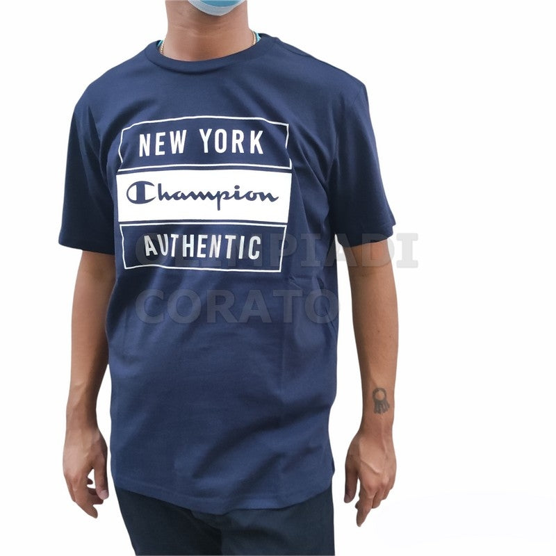 T SHIRT COTONE MC UOMO CHAMPION BLU