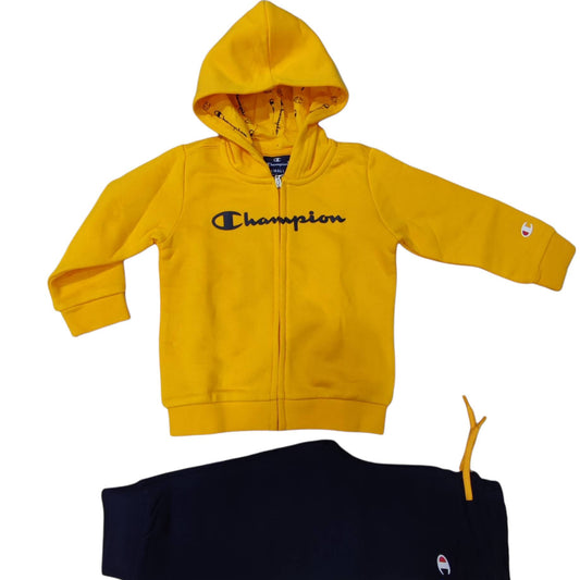 SET TUTA CHAMPION CAPPUCCIO ZIP INFANT GIALLO