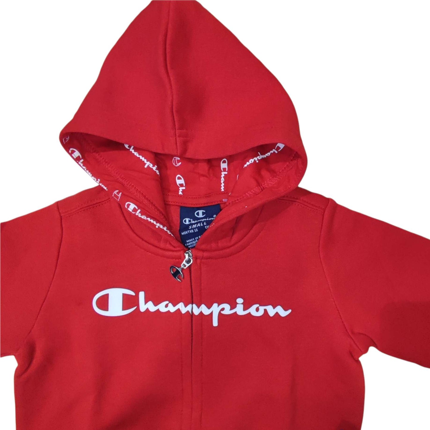 SET TUTA CHAMPION ZIP E CAPPUCCIO INFANT ROSSO