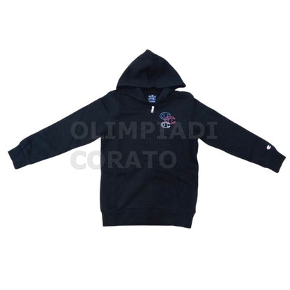 FELPA ZIP CAPPUCCIO JR CHAMPION NERO