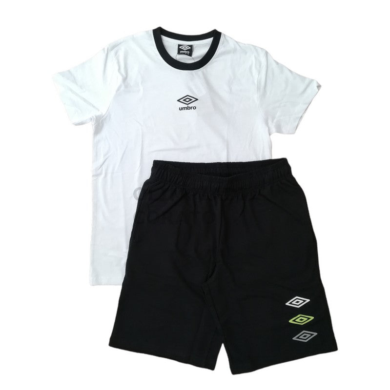 SET T SHIRT & SHORT WHITE/BLACK ASS UMBRO