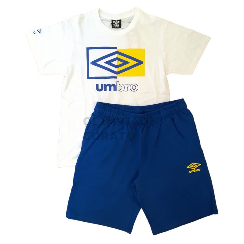 SET T-SHIRT & SHORT WHITE/BLU UMBRO