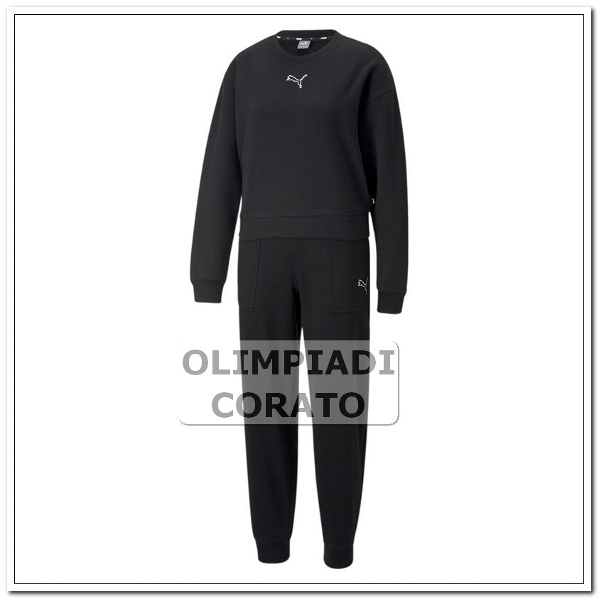 TUTA GIRO DONNA IN FELPA PUMA NERO