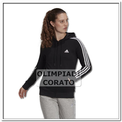 FELPA CAPPUCCIO ZIP W ADIDAS NERO