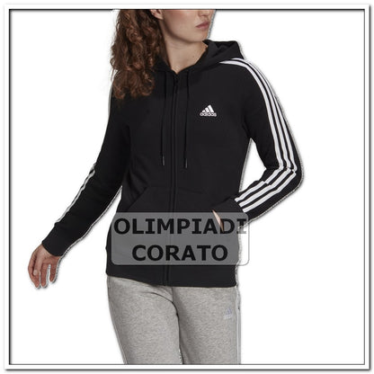 FELPA CAPPUCCIO ZIP W ADIDAS NERO