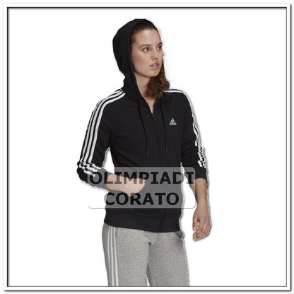 FELPA CAPPUCCIO ZIP W ADIDAS NERO