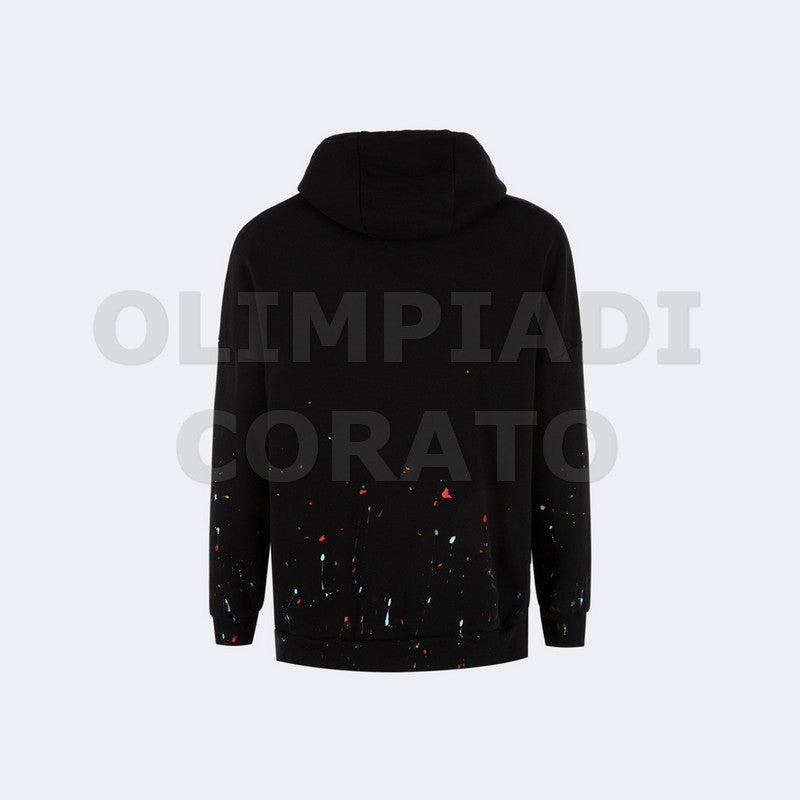 FELPA CAPPUCCIO SCHIZZI NERO